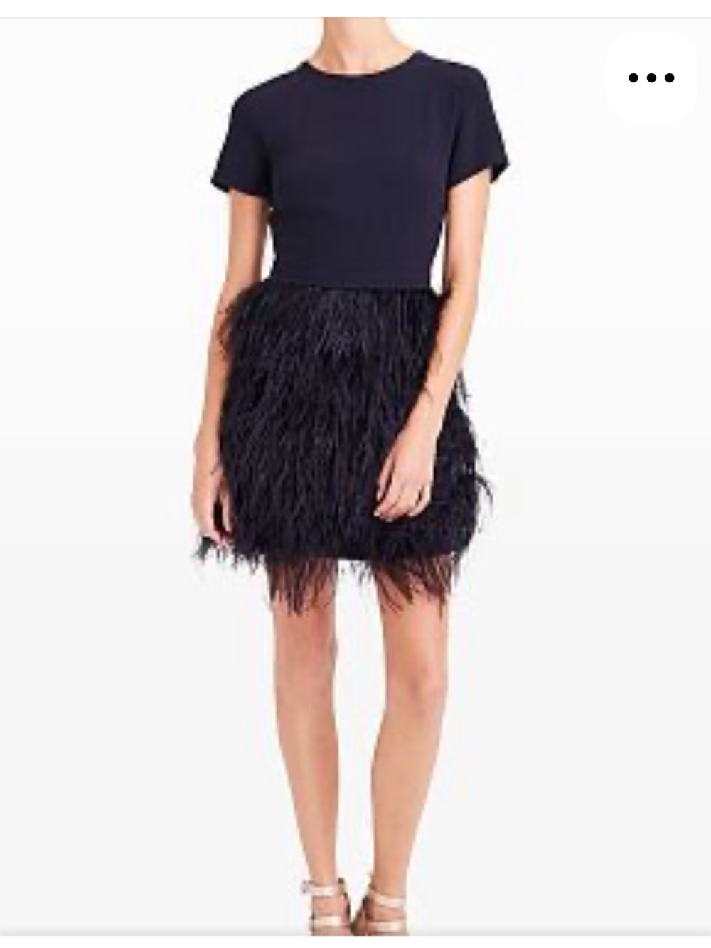 Club Monaco Navy Ostrich Feather-Trim Mini Dress